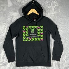 Beimar Monster Energy Supercross Hoodie Black Neon Dirt Bike Graphic Mens M