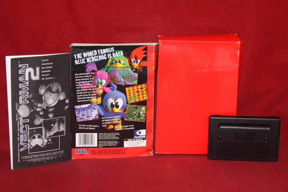 Sonic 3D Blast (Sega Genesis, 1996) Authentic Game Cartridge, CIB Complete - Image 2 of 4