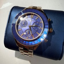 NEW Swarovski Octea Lux Sport Watch Blue Dial Gold-tone Finish 5632481 Women's