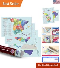 4 Poster Spanish Language Country Maps Set, Spanish Classroom Learning Materi...