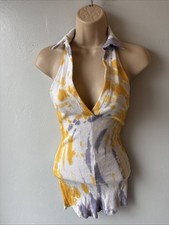 Women  s Size Small 6/8 Yellow White Purple Playsuit From Zara Party Festival