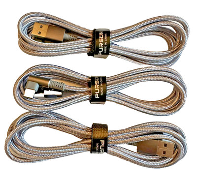 3 Pack of 6ft Type-C USB-A Fast Charge Cable Quick Charging Cord 90 Degree Angle