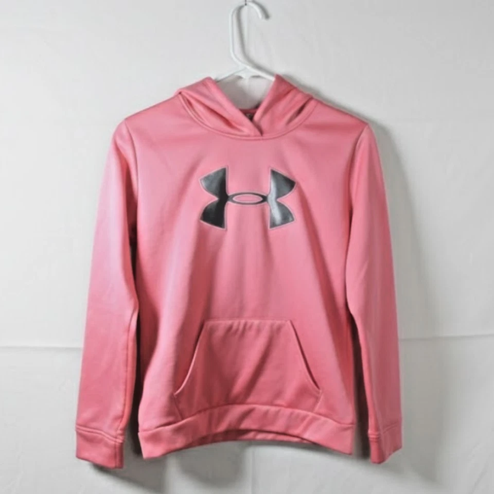 Under Armor Niñas Jóvenes Grande Rosa Tormenta Sudadera con Capucha Resistente al Agua Pullover Foto 4 de 4