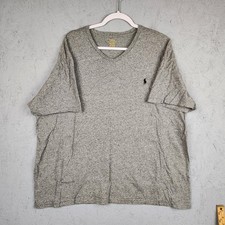 Polo Ralph Lauren Shirt Mens 2XL Gray Heather V Neck Short Sleeve Cotton Preppy