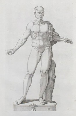 Julius Caesar naked Statue Antike Roman antiquity engraving Kupferstich 1635