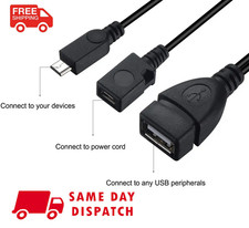 USB OTG On The Go Adapter with Micro B Male & Female with Power Socket Converter