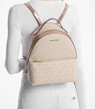 Michael Kors Sheila Medium Two-Tone Signature Logo Backpack Rose Gold Pink