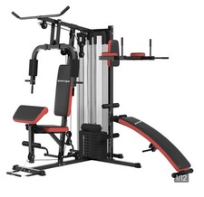Multi Gym Station Home Workout Machine 65kg Full Body Training Equipment Black