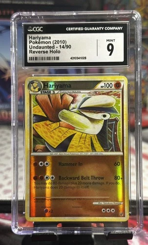 Pokemon Cards HARIYAMA 14/90 HGSS UNDAUNTED SET REVERSE HOLO RARE CGC 9