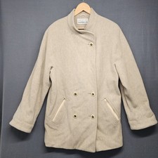 Contemporary by MacKintosh Coat Womens Size 10 Tan Double Breasted 100% Wool Vtg