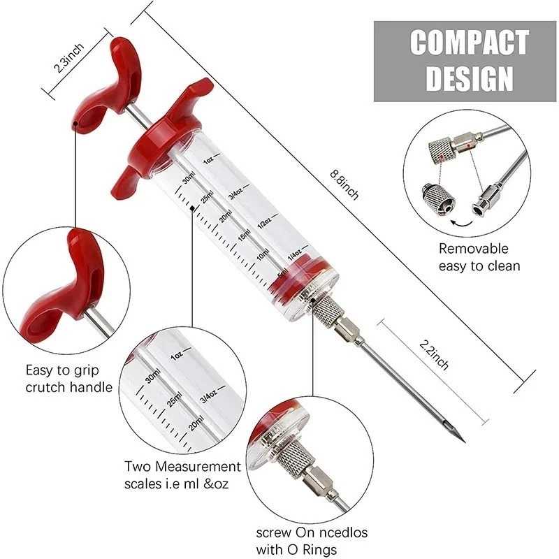 Food Marinade Meat Injector Flavor Syringe Beef Poultry Turkey Chicken BBQ - Image 4 of 4
