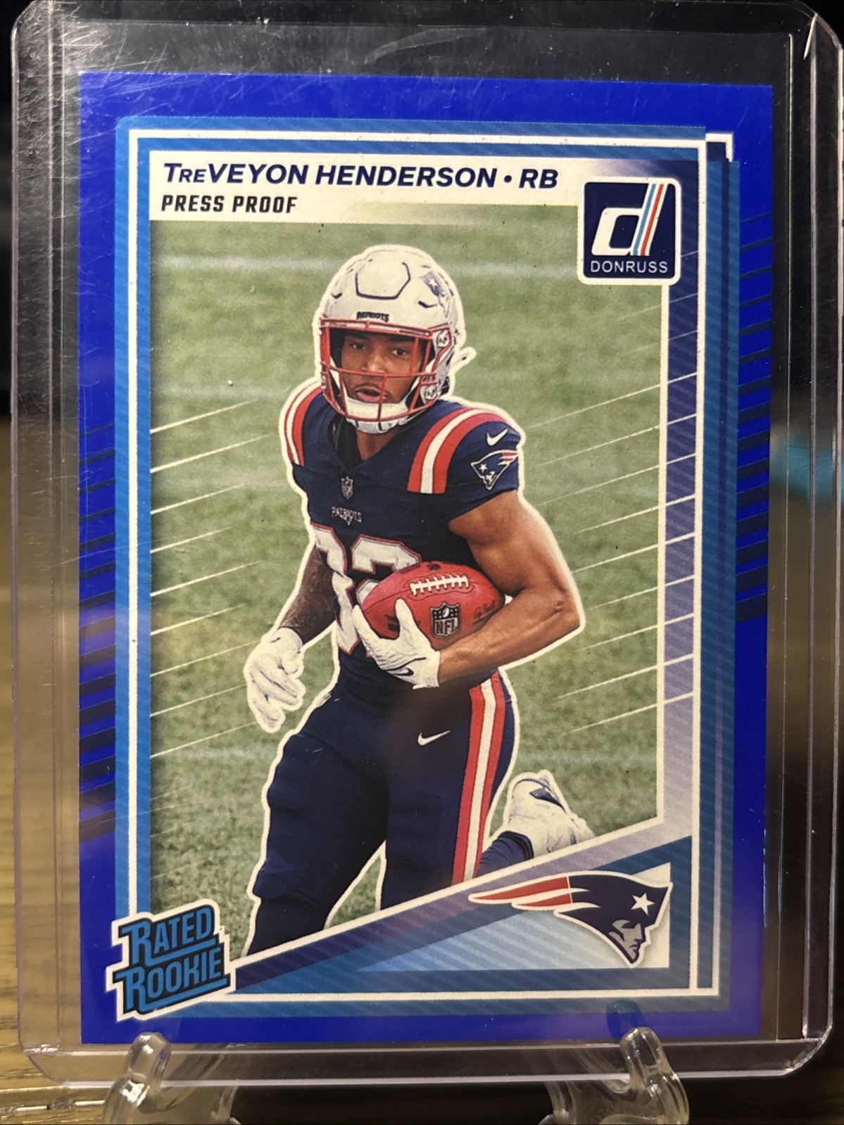 2025 Panini Donruss - Rated Rookie TreVeyon Henderson #332 Press Proof Blue (RC)