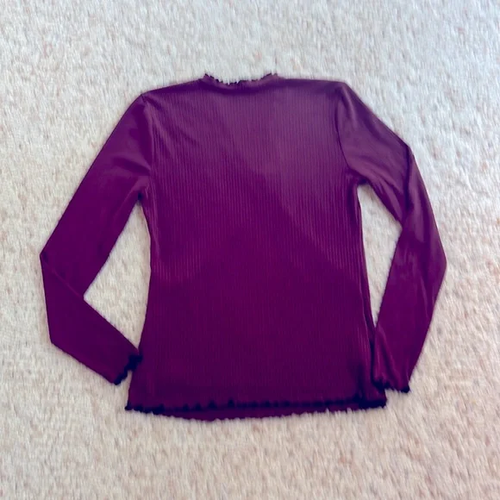 Ann Taylor Size M Burgundy Long Sleeve Women’s Wrap Top - Picture 3 of 4