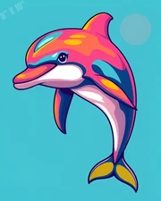 Bottlenose Dolphin Pop Art 8X10 Print