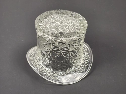 Vintage Fenton Clear Daisy & Button Pressed Glass Top Hat