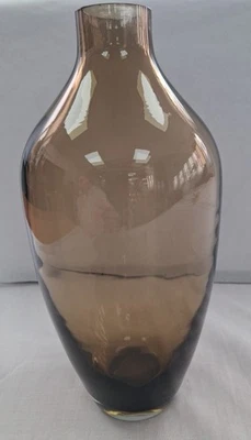 Elegant Glass Vase Brown Tinted 26cm Decorative Home Decor Display Modern - Image 1 of 4