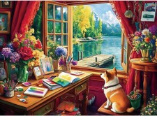500 Piece Jigsaw Puzzle for Adults   Cute Dogs and Doors Design,