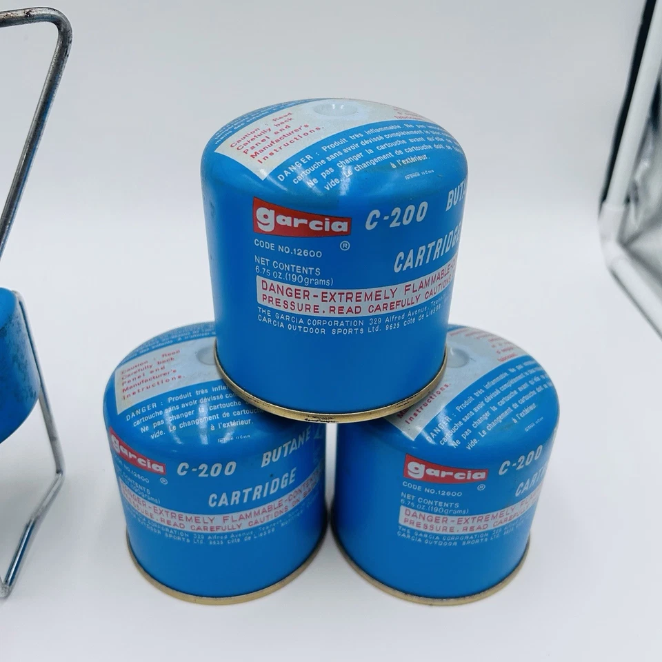 Lote de 6 cartuchos de combustible Camping Gaz C200 de colección + estufa de un solo quemador Bleuet S200 Foto 4 de 4