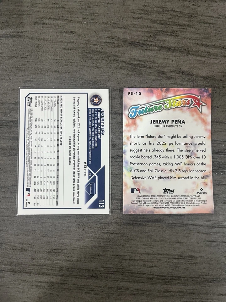 2023 Topps Chrome Jeremy Pena #113/FS-10 FutureStars/PinkRefractor HoustonAstros - Image 2 of 2