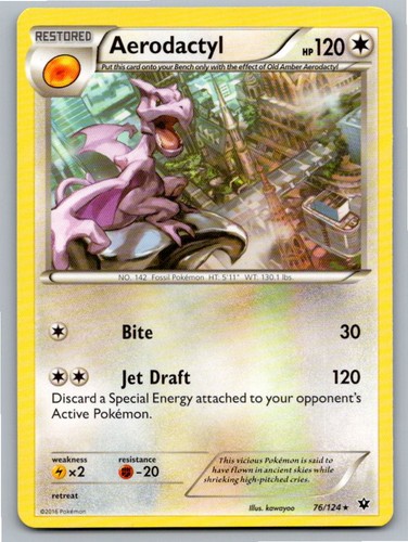 2016 POKEMON AERODACTYL FATES COLLIDE 76/124 R NM A66256 FREE S&H