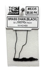 HO Scale Tichy Train Group 8335 Blackened Brass Chain 32 Links Per Inch 18" Long