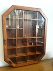 Super Cute Vintage Wood & Glass Octagonal Curio Wall Mounted Display Cabinet