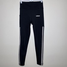 Adidas Climalite Leggings Side Pocket Women  s Small Black White Stripe