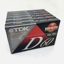 TDK High Output D60 Blank Cassette Tapes (6) Lot IEC Type I Dynamic Performance