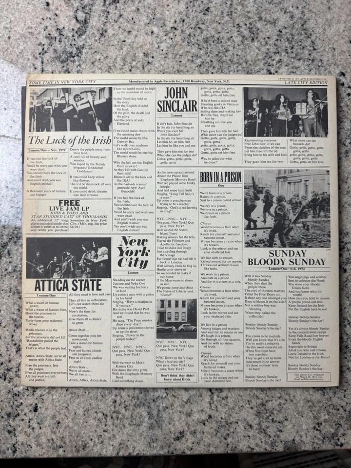 JOHN LENNON YOKO PLASTIC ONO BAND Some Time In New York City 1972 Double LP -EX - Imagem 2 de 4