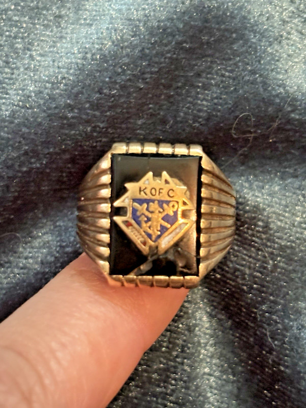 Solid 10k Yellow Gold Knights Of Columbus Ring 7G Size 10 With Onyx Stone