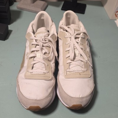 PUMA Men's Low Top Lace Up Athletic Sneakers White Beige Gray 398229-01