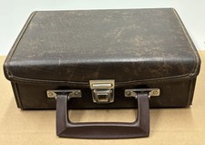 Vintage Cassette Tape Carrying Case 12 Slot Holder Faux Leather BMI Brown Tote