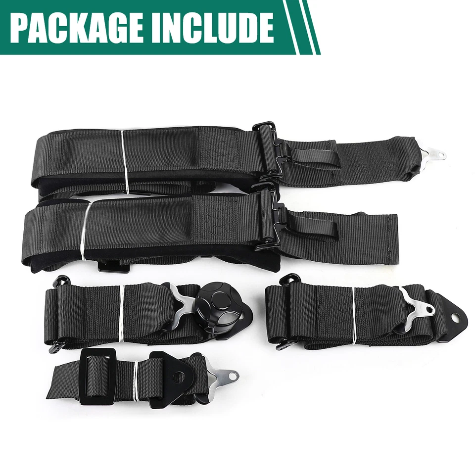 Par de arnés de carreras de 5 puntos Camlock cinturón de seguridad de liberación rápida ATV UTV negro Foto 4 de 4