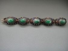 China's Tibet dynasty palace cloisonne silver inlaid jade bracelet