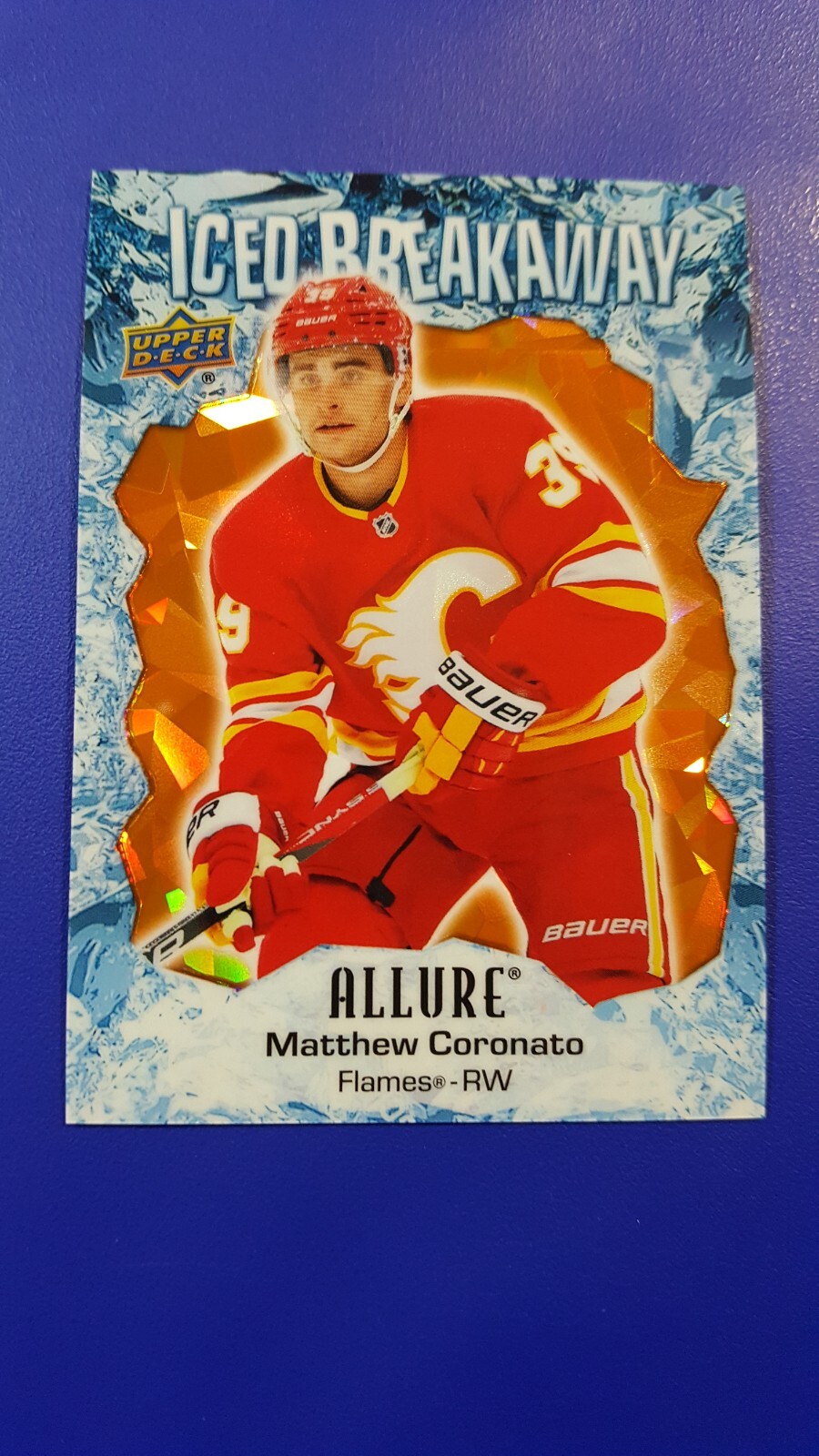 2023-24 UD ALLURE ICED BREAKAWAY ORANGE PARALLEL ROOKIE CARD - MATTHEW CORONATO