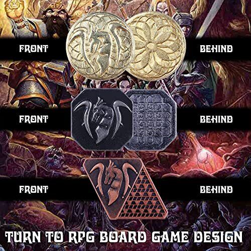60PCS DND Coins with Leather Pouch, Gold, Silver and Copper Coins in Metal - Picture 4 of 5