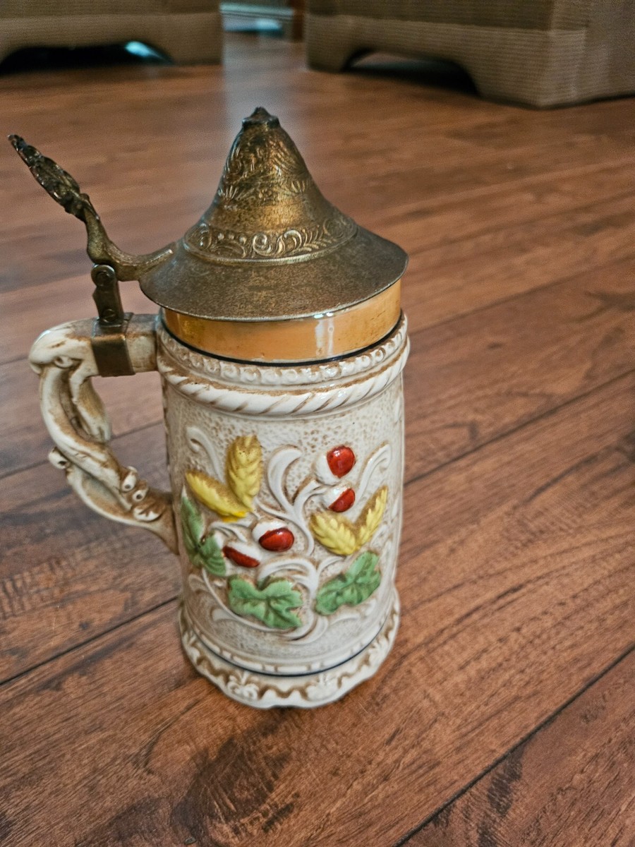 SET of 3 Collector Vintage German Beer Steins Ceramic Hand