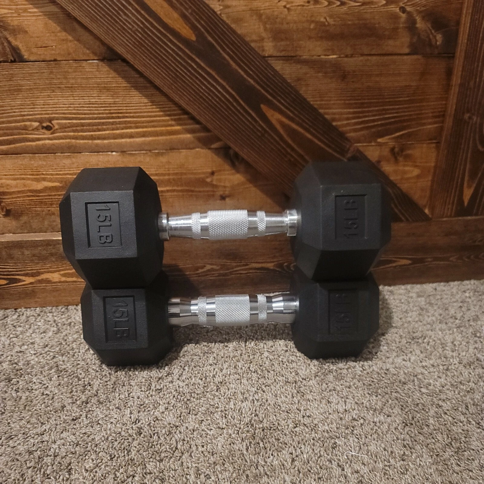 NEW FRAY FITNESS RUBBER HEX DUMBBELLS select-weight 2 15lbs weights