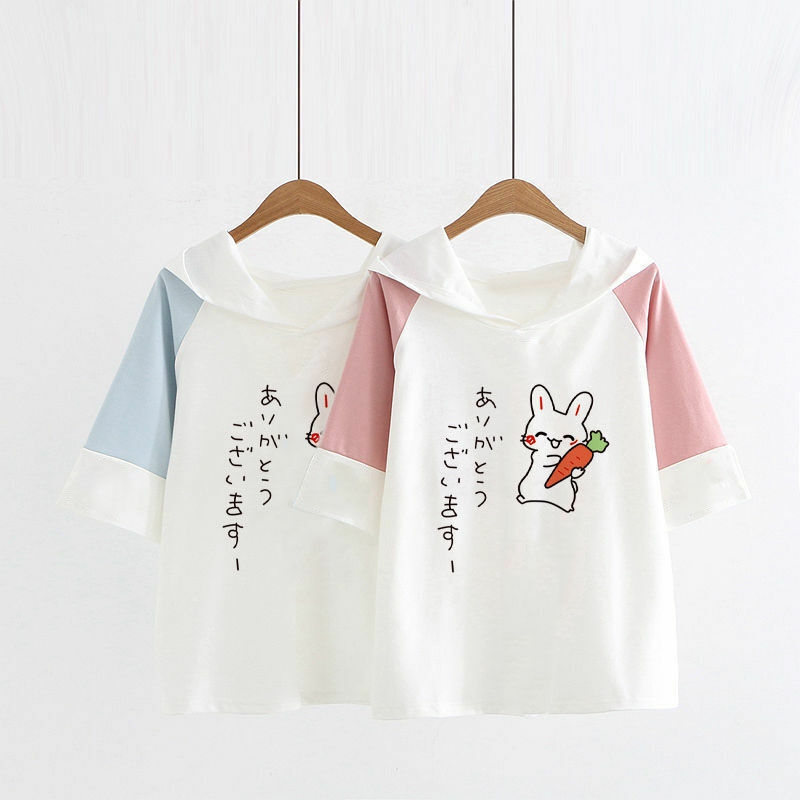 Kawaii Soft Girl Estilo Japanese Cartoon Print T-shirt - Loja de Moda Kawaii