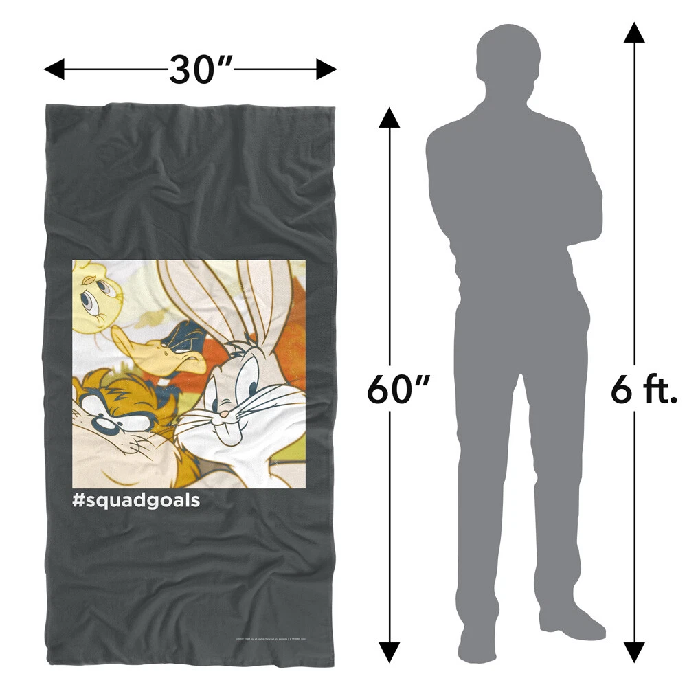 Looney Tunes Beach Towel, 30"x60" Squad Goals Beach Towel