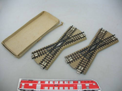 2x Märklin H0/00 Crossing (M Track) for 3600/800, Very Good+ 1x Box # AH743-0, - Picture 3 of 3