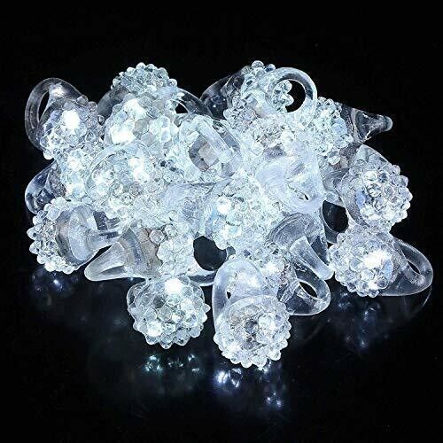 Anillos llenos de baches de jalea blanca con luz LED - Paquete de 24 por fiesta Glowz - Imagen 3 de 10