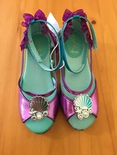 NWT Disney Store Ariel Shoes Costume Shoes Little Mermaid Girls 7/8, 9/10,11/12