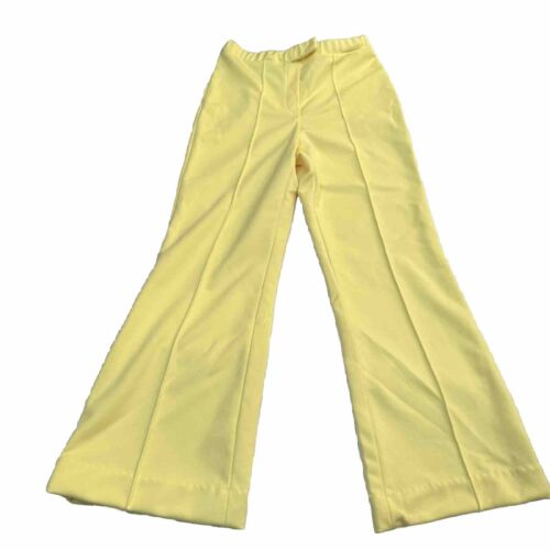 Vtg 70s Flare Yellow Polyester Pants High 25” Waist - Picture 1 of 5