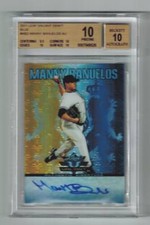 2011 MANNY BANUELOS AUTO LEAF VALIANT BLUE #VA-MB2 S#22/99 BGS 10/AUTO 10