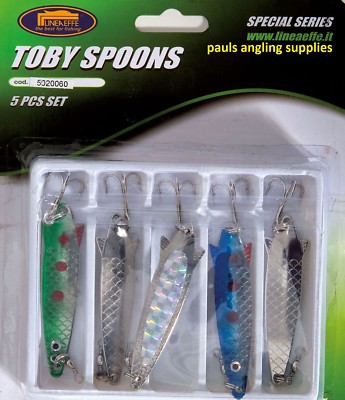 Lineaeffe Toby Type Fishing Lures 5 Assorted with Treble  Hooks Spoon  5020060