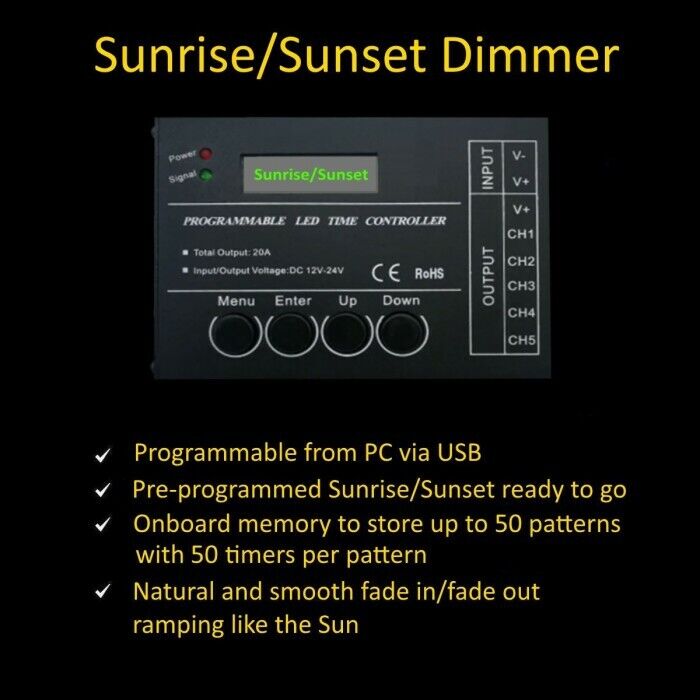 5 Channel LED Programmable time controller, Sunrise Sunset Schedule Timer  Switch