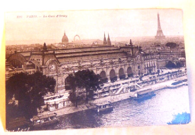 1907-19 Sepiatone Collotype Postcard PARIS D'Orsay Eiffel Tower NEURDEIN #3092