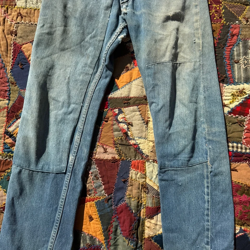 Pantalones de mezclilla JC Penney’s vintage años 50 1960 parcheados peto ropa deportiva Foto 3 de 4