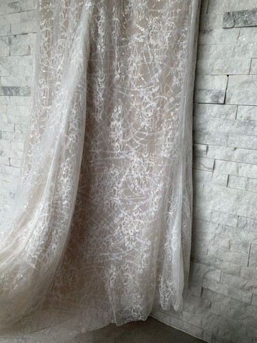 US22w UK26 GALINA SIGNATURE Elfenbein/Biskus Spitzenmantel Hochzeitskleid UVP £1350 - Bild 19 von 23
